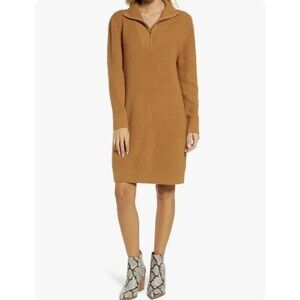 Treasure & Bond Women's Long Sleeve Mock Neck Sweater Dress Size XXS fit bigger